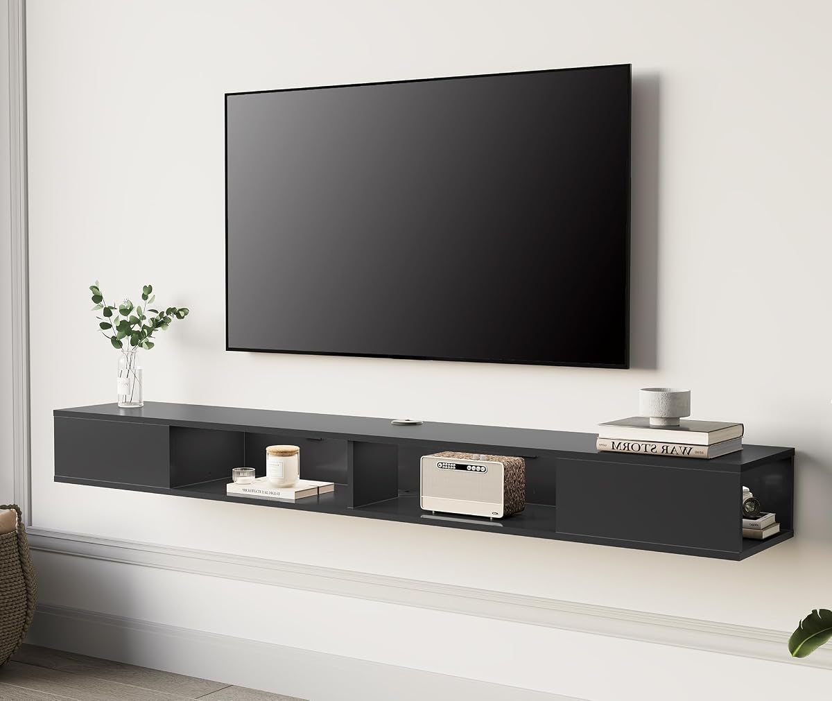 70 inch Floating Entertainment Center, Black