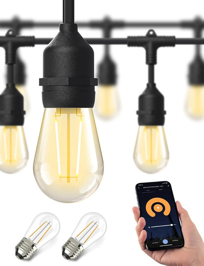 XMCOSY+ Smart Outdoor String Lights, 98Ft LED Patio Lights Waterproof IP65