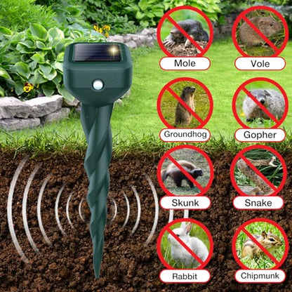 Mole Repellent Solar Powered, 4 Pack Snake & Skunk Repellent for Yard, view 3