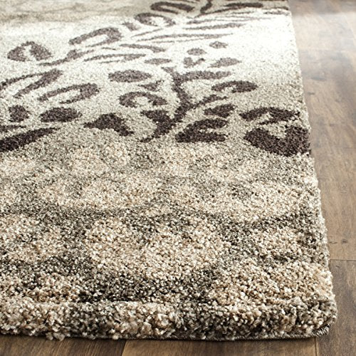 SAFAVIEH Florida Shag Collection Accent Rug - 4' x 6', Smoke & Dark Brown, Non-Shedding & Easy Care, 1.2-inch Thick Ideal for High Traffic Areas in Foyer, Living Room, Bedroom (SG456-7928)