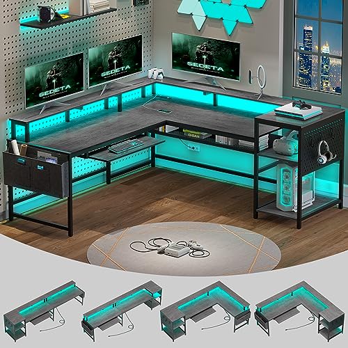 L Shaped Gaming Desk, Convertible 96" Home Office Desk or Corner Desk, view 2