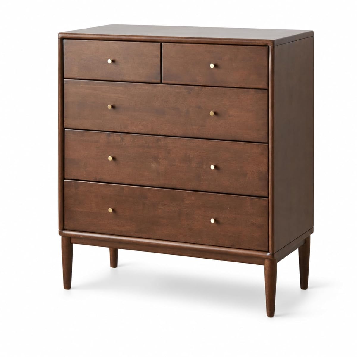 100% Solid Wood Nightstand with 5 Drawer, 5 Drawer Side Table for Bedroom