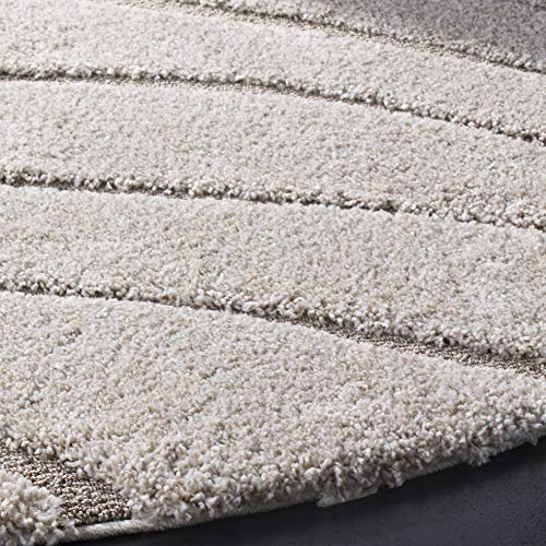 SAFAVIEH Florida Shag Collection Area Rug - 8'6" x 12', Cream & Beige, Non-Shedding & Easy Care, 1.2-inch Thick Ideal for High Traffic Areas in Living Room, Bedroom (SG472-1113)