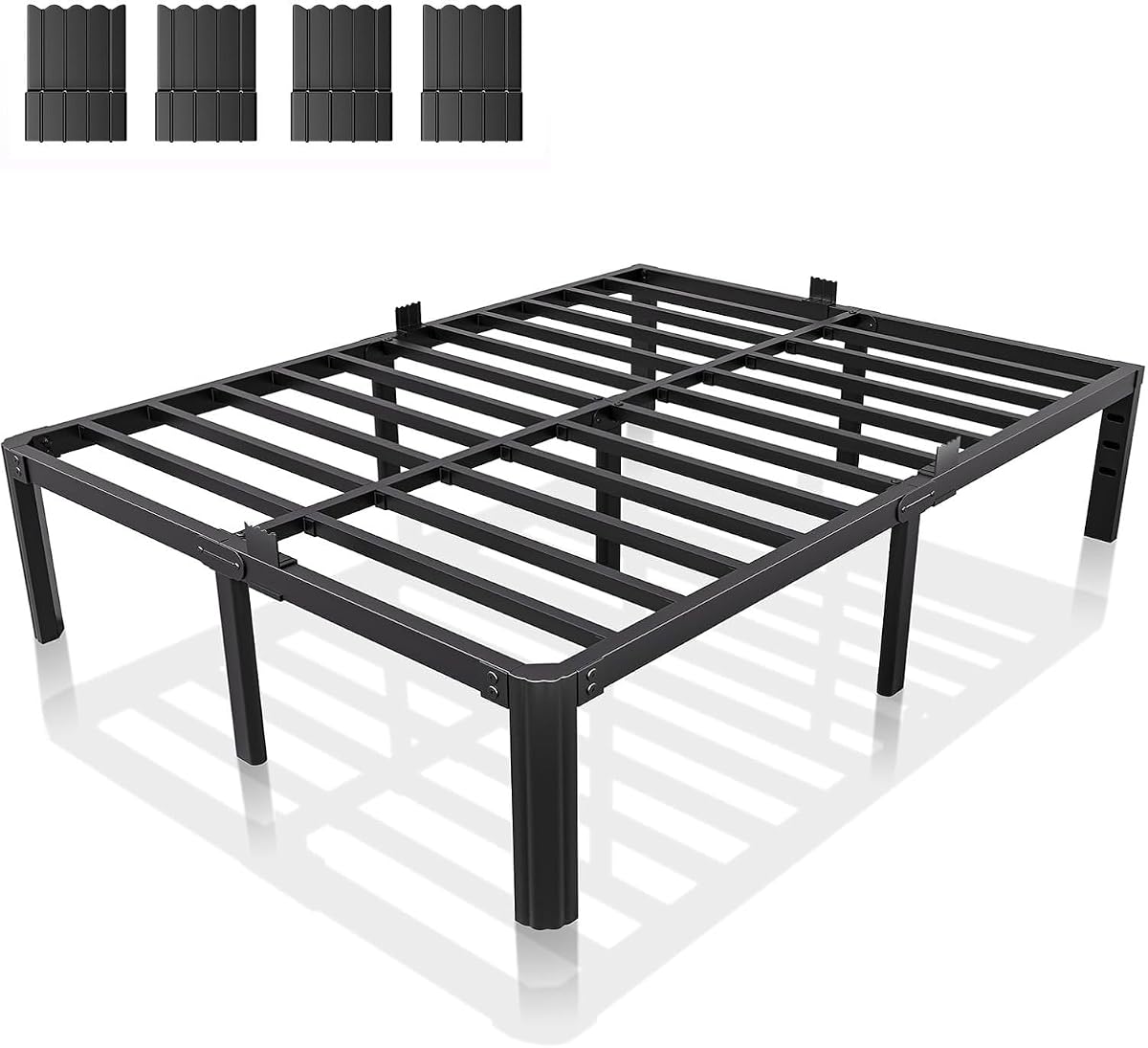 Full Metal Bed Frame 14 Inch, Heavy Duty Platform, No Box Spring Needed