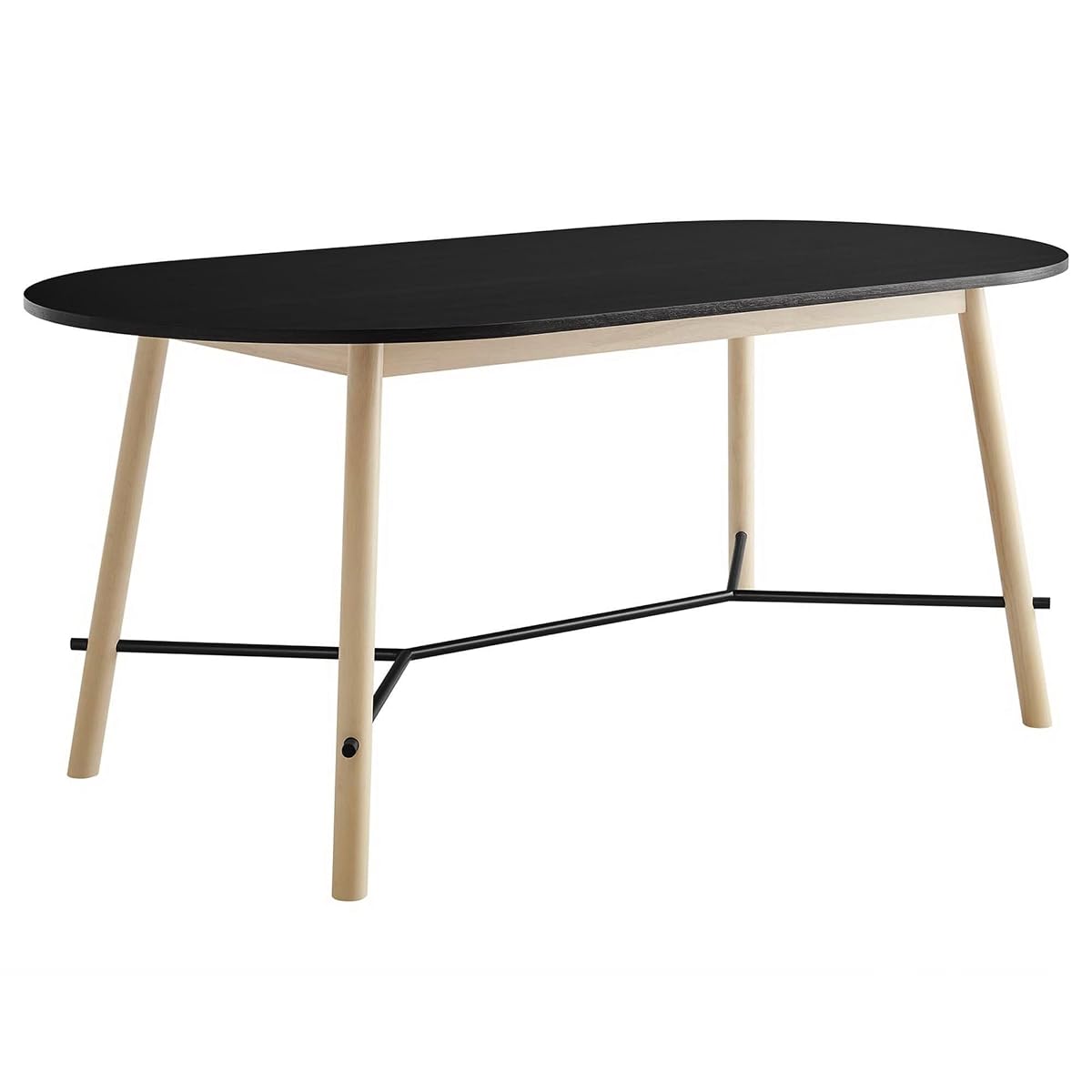 Infuse 71Inch Dining Table Oak Grain Accent Solid Wood Black Finish Modern Kitchen Room Entertaining Home Furniture Quality Stylish Elegant Durable Refined Versatile