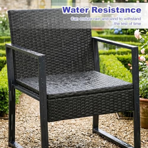 | 3-Piece Patio Furniture Set | Khaki |Outdoor Wicker Furniture with Coffee Table | Modern Rattan Chairs Conversation Set | Outdoor Seating | Weather-Resistant | for Porch, Garden, Lawn