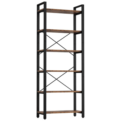Bookshelf 6-Tier Ladder Shelf 110lbs Display Shelf Vintage Industrial Style Bookcase for Home Office, Living Room