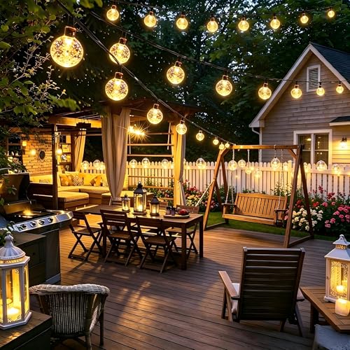 Solar String Lights Outdoor, 65FT 100LED Globe String Lights 8 Lighting Modes, Waterproof Solar Powered Patio Light for Garden Yard Porch Wedding Party Outdoor Decor (Warm White)