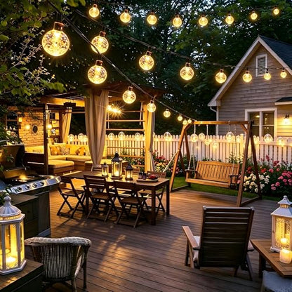 Solar String Lights Outdoor, 65FT 100LED Globe String Lights 8 Lighting Modes, Waterproof Solar Powered Patio Light for Garden Yard Porch Wedding Party Outdoor Decor (Warm White)