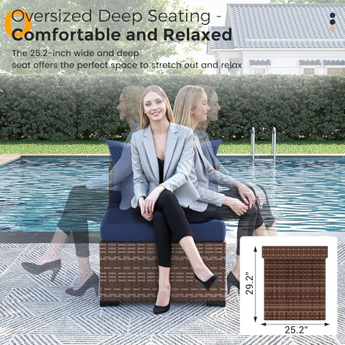 Patio Furniture Set with Fire Pit Table, 8-Piece Wicker Patio Set, view 6