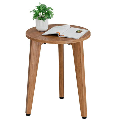Side Table, Round End Table with Tapered Legs, Nightstand for Small Spaces, Living Room, Bedroom, Rustic Walnut