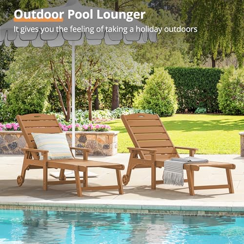 Outdoor Chaise Lounge, 5‑Position, 2‑Pack, Teak Color, view 4