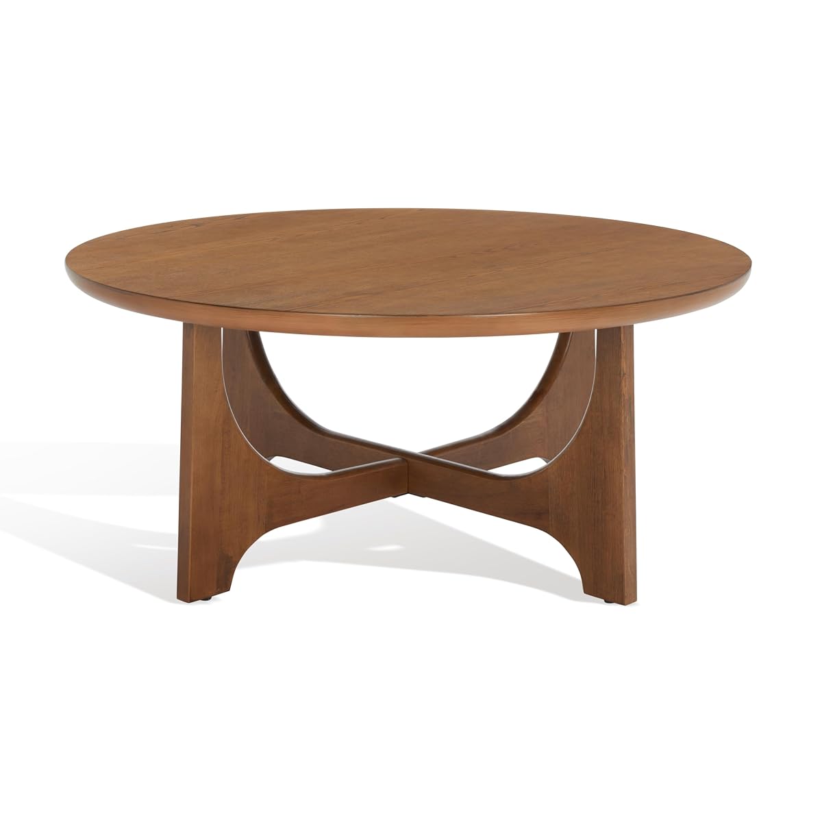 SAFAVIEH Furniture - Sasha Wood Coffee Table - Medium Oak - Wood - Modern Round Design - Ideal for Living Room, Family Room, Lounge, 40"W x 40"D x 17.5"H (SFV2128C)