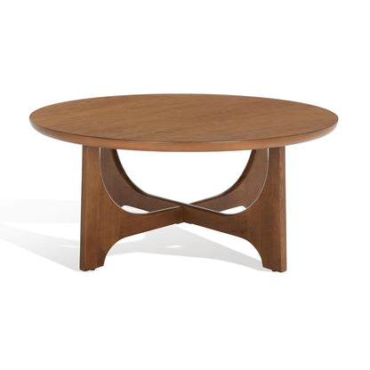 SAFAVIEH Furniture - Sasha Wood Coffee Table - Medium Oak - Wood - Modern Round Design - Ideal for Living Room, Family Room, Lounge, 40"W x 40"D x 17.5"H (SFV2128C)