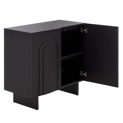SAFAVIEH Furniture - Simi Media Stand for TVs up to 28" - Black Compact Entertainment Media Console - Storage Cabinet for Living Room, Bedroom (MED3119B)