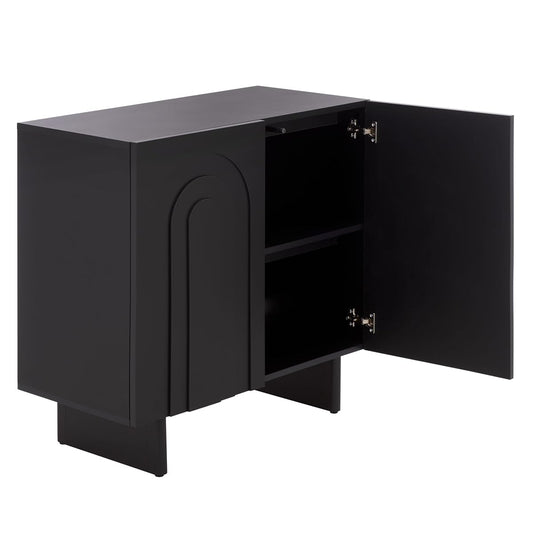 SAFAVIEH Furniture - Simi Media Stand for TVs up to 28" - Black Compact Entertainment Media Console - Storage Cabinet for Living Room, Bedroom (MED3119B)
