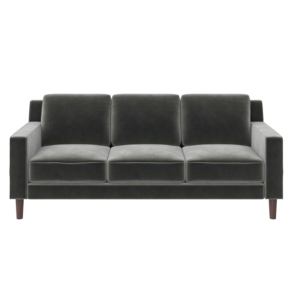 Brynn 3 Seater Upholstered Sofa, Living Room Furniture, Gray Velvet