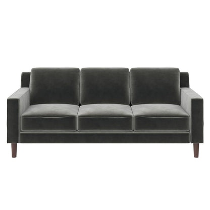 Brynn 3 Seater Upholstered Sofa, Living Room Furniture, Gray Velvet