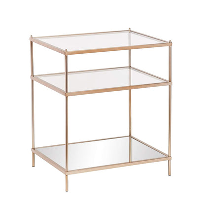 Knox Side Table - Copper - Transitional Design, Metal and Glass - Ideal for Living Room, Bedroom (OC2204)