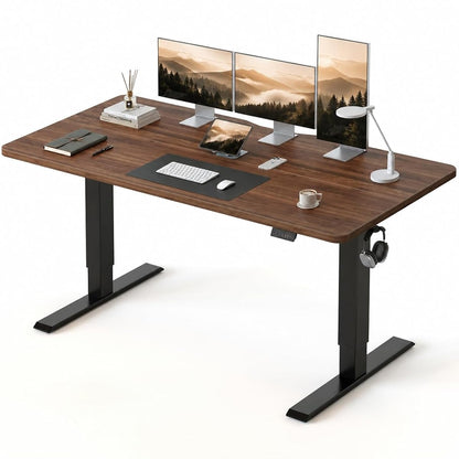 63x28 Large Electric Standing Desk, 28" Deep Desktop, Black Walnut