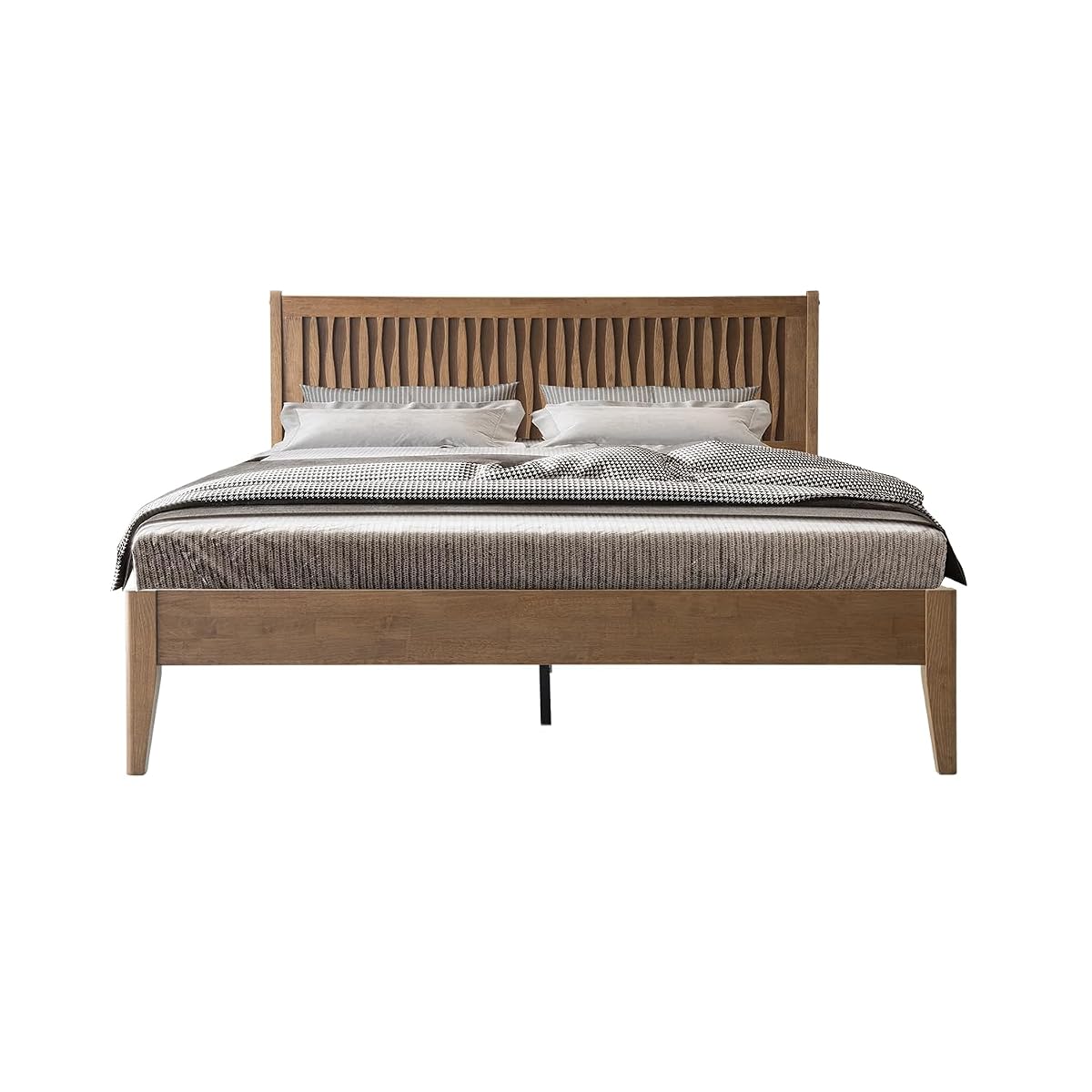 Queen Size Bed Frame with Headboard & Footboard Solid Wood Platform Bed