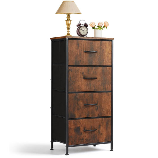 4 Drawers Dresser for Bedroom Fabric Storage Tower with Wooden Top