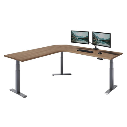 Vari ComfortEdge L-Shape Electric Standing Desk – 80x80 – Walnut/Slate