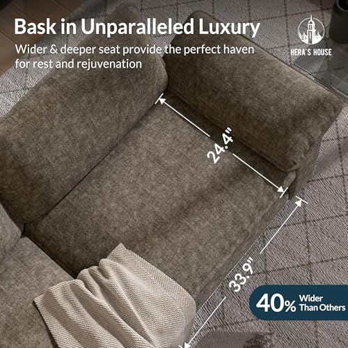 3 Pieces Modular Sectional Sofa Sets, Oversized Couch Set with Loveseats and Armchair, Comfy Cloud Couches with Throw Pillows, 6-Seater Deep Seat Sofa for Living Room, Chenille Ash
