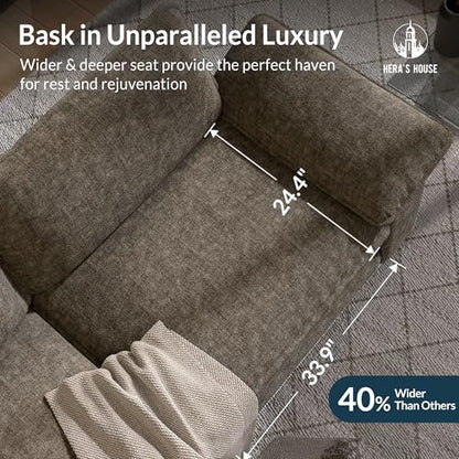 3 Pieces Modular Sectional Sofa Sets, Oversized Couch Set with Loveseats and Armchair, Comfy Cloud Couches with Throw Pillows, 6-Seater Deep Seat Sofa for Living Room, Chenille Ash
