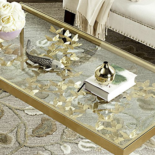 Safavieh FOX2589A Home Collection Rosalia Butterfly Coffee Table, Antique Gold