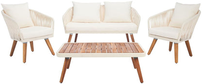 Solid Wood 4-Piece Patio Set in Beige