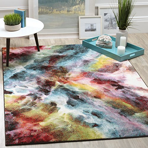 SAFAVIEH Galaxy Collection Area Rug - 6'7" x 9', Multi, Vibrant Abstract Design, Non-Shedding & Easy Care, Ideal for High Traffic Areas in Living Room, Bedroom (GAL110A)
