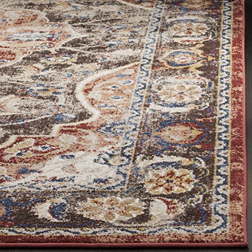 SAFAVIEH Bijar Collection Area Rug - 5'3" x 7'6", Brown & Rust, Traditional Oriental Distressed Design, Non-Shedding & Easy Care, Ideal for High Traffic Areas in Living Room, Bedroom (BIJ648D)