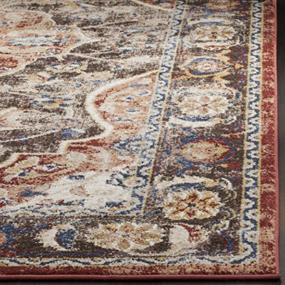 SAFAVIEH Bijar Collection Area Rug - 5'3" x 7'6", Brown & Rust, Traditional Oriental Distressed Design, Non-Shedding & Easy Care, Ideal for High Traffic Areas in Living Room, Bedroom (BIJ648D)