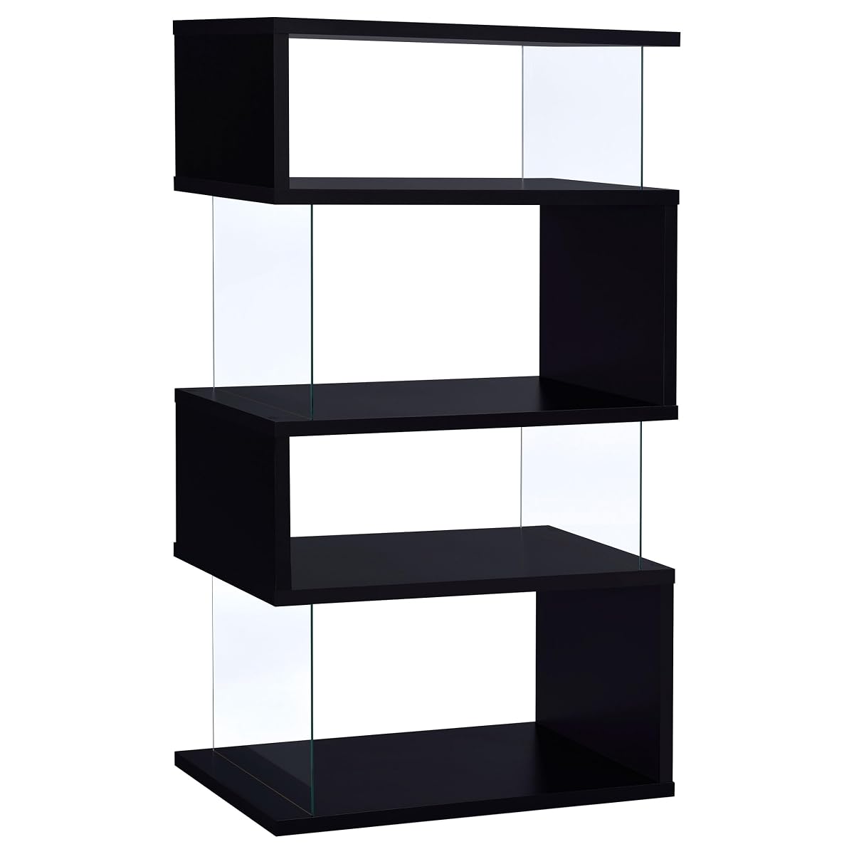 Coaster Emelle Open Display Bookshelf with Tempered Glass Black 800340