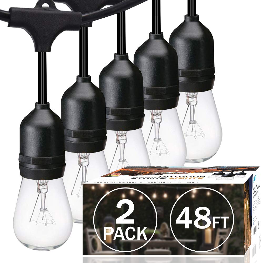 2 Pack 48FT Outdoor String Lights