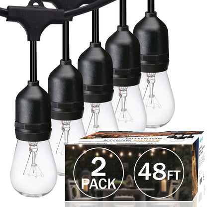 2 Pack 48FT Outdoor String Lights