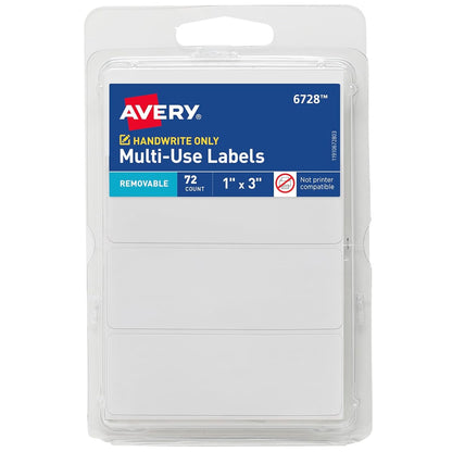 ® Multi-Use Removable Labels, 1" x 3", White, Non-Printable