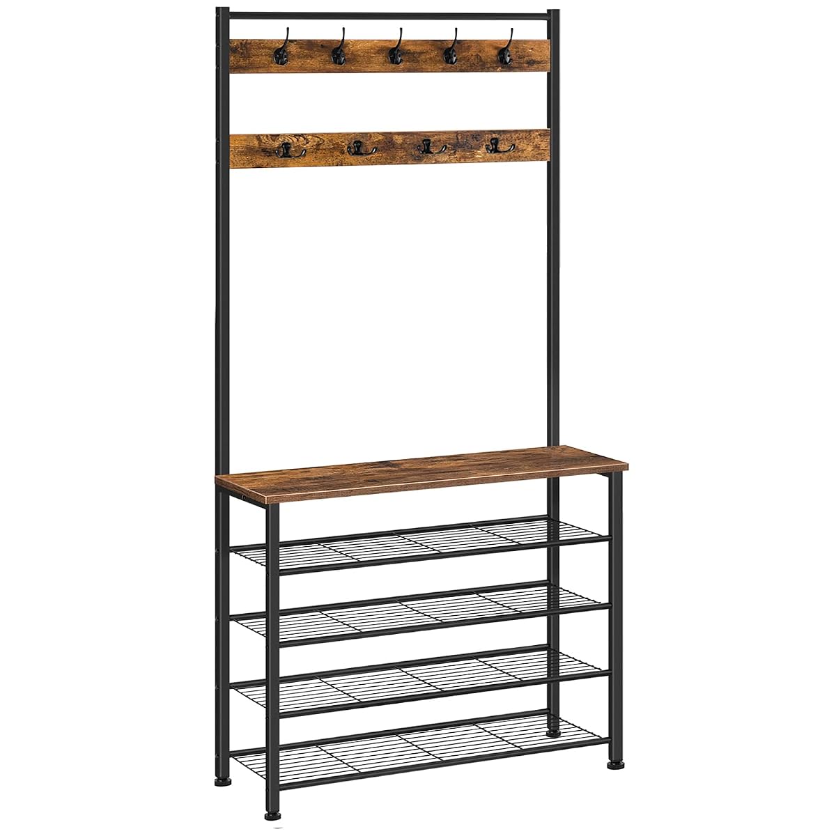 Hall Tree, Coat Rack with Shoe Rack, Hall Tree with Bench