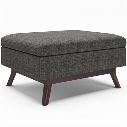 34 in Upholstered Coffee Table Ottoman, Ebony Finish, Solid Wood Frame with Storage Compartment, Mid Century Design, Multi-Functional Accent Furniture for Living Room or Family Room