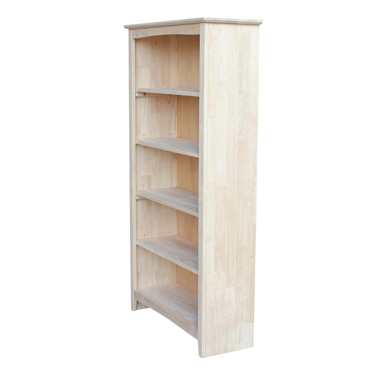 Solid Wood Bookcase 60" High Unfinished Parawood Shelves