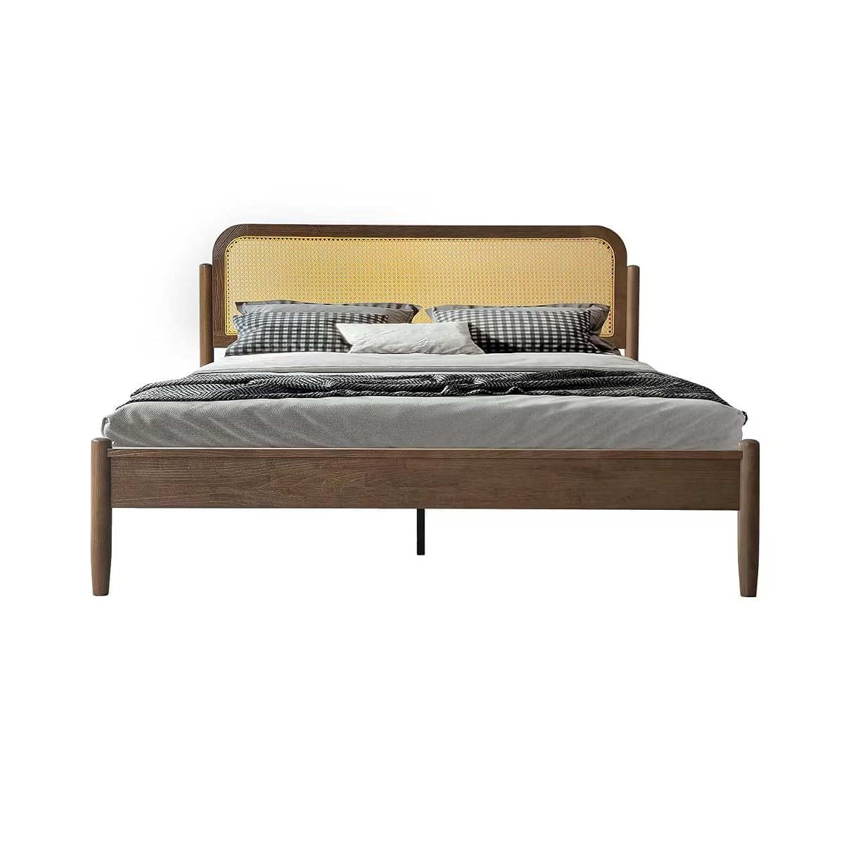 King Size Bed Frame, Headboard & Footboard Solid Wood Platform Bed