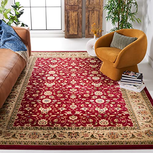 SAFAVIEH Lyndhurst Collection Area Rug - 8' x 10', Red & Ivory, Traditional Oriental Design, Non-Shedding & Easy Care, Ideal for High Traffic Areas in Living Room, Bedroom (LNH312A)