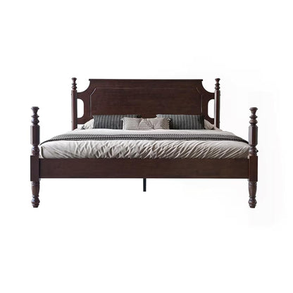 Solid Wood Queen Size Platform Bed Frame with Headboard & Footboard