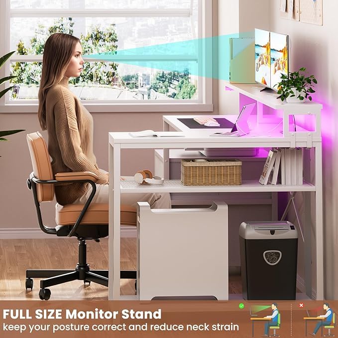 L Shaped Desk with File Drawer, Reversible L Shaped Gaming Desk, view 7