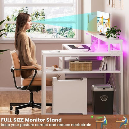 L Shaped Desk with File Drawer, Reversible L Shaped Gaming Desk, view 7
