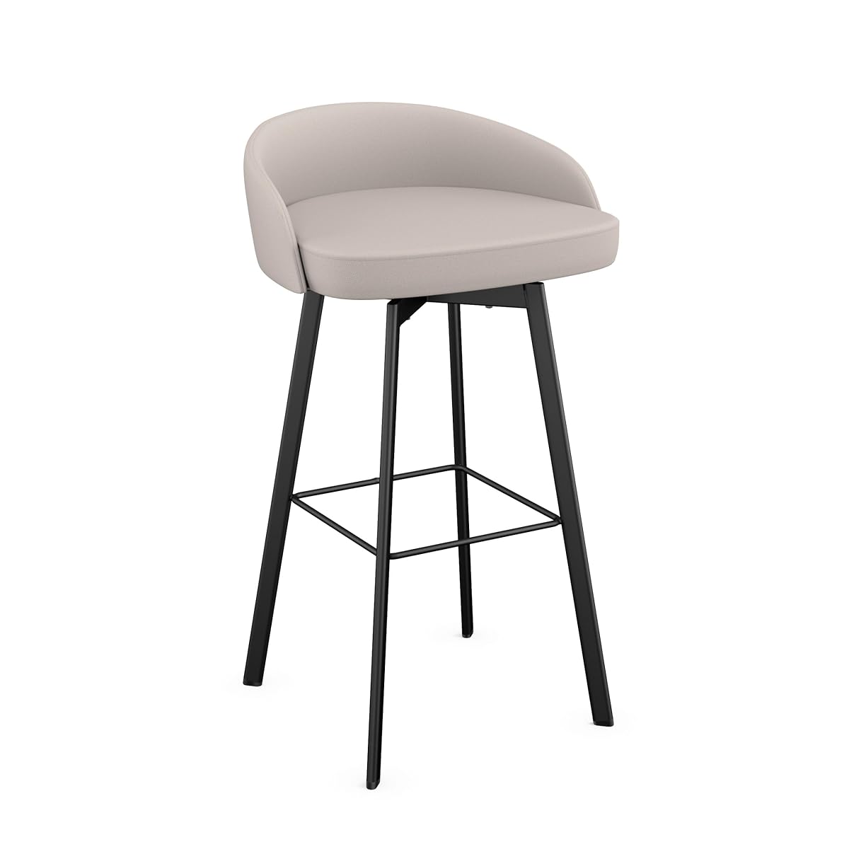 Cruz 26 in. Swivel Counter Stool - Cream Faux Leather/Black Metal