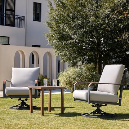 Outdoor Bistro Set,3 Piece Swivel Glider Rocking Chairs Patio Conversation Furniture Set with 2 Rockers,Metal Table,6" Thick Cushions for Backyard, Porch,Balcony,350lbs