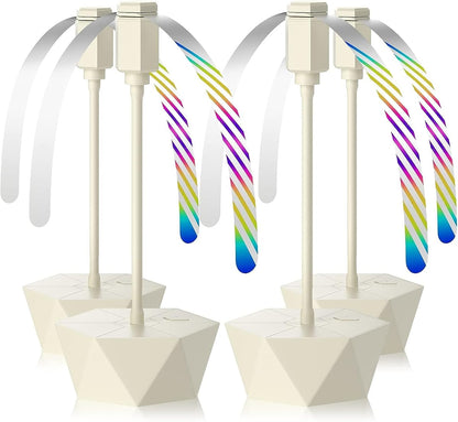 Portable Battery Powered Fly Fans for Tables Up to 15 Hours Working Time, 4-Pack Indoor Outdoor Food Fan with Flexible Goose-Neck Blades for Home Restaurant Party Picnic Patio BBQ, Beige