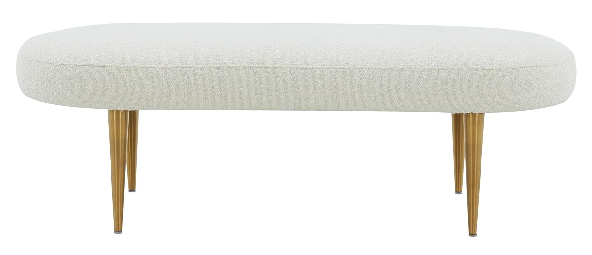 SAFAVIEH Couture Collection Corinna Glam Ivory Boucle/Gold Leg Oval Bench